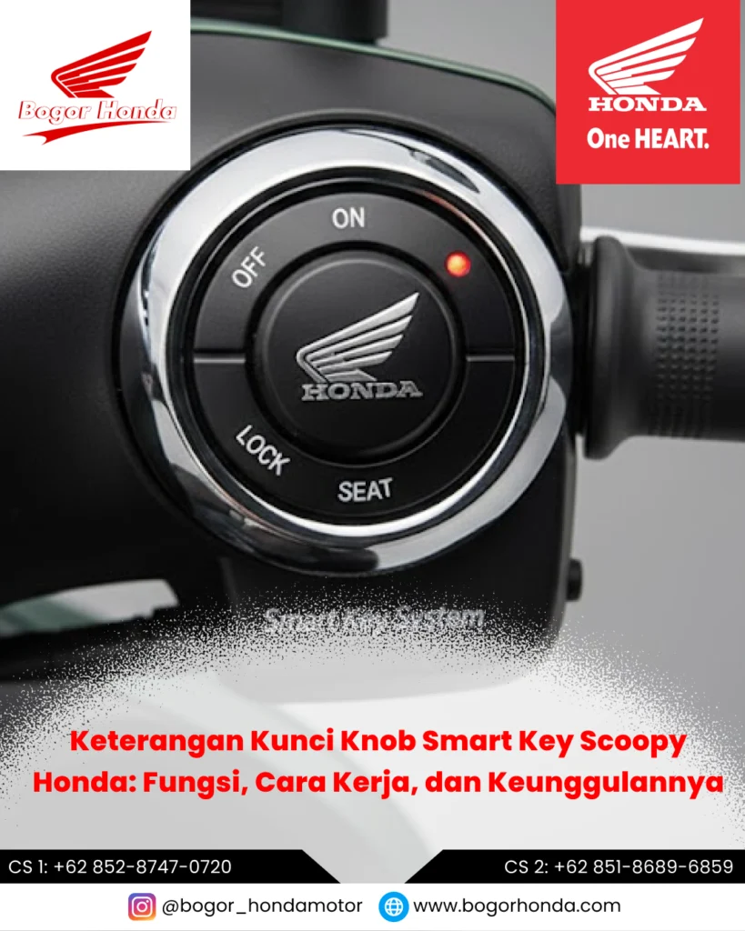 Kunci knob smart key Honda Scoopy dengan indikator fungsi lengkap – bogorhonda.com