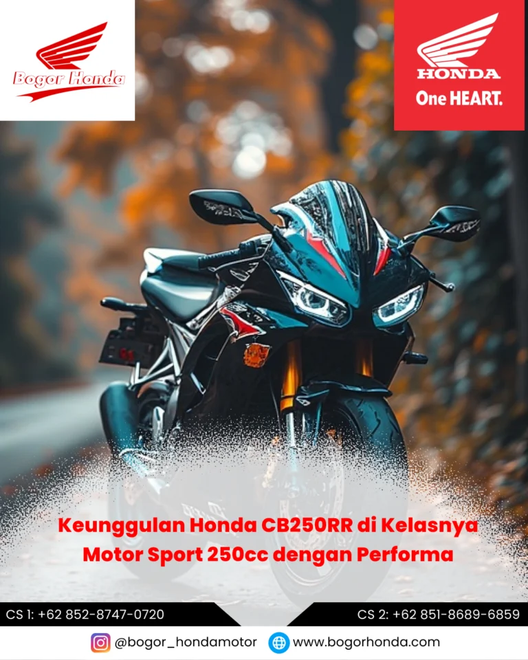 Honda CB250RR tampilan sport fairing agresif dengan desain modern di lintasan jalan – bogorhonda.com