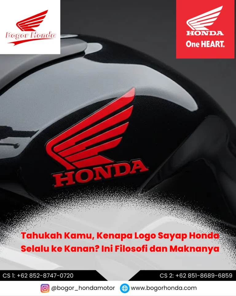Logo sayap Honda mengarah ke kanan pada motor Honda modern dengan tampilan elegan – bogorhonda.com