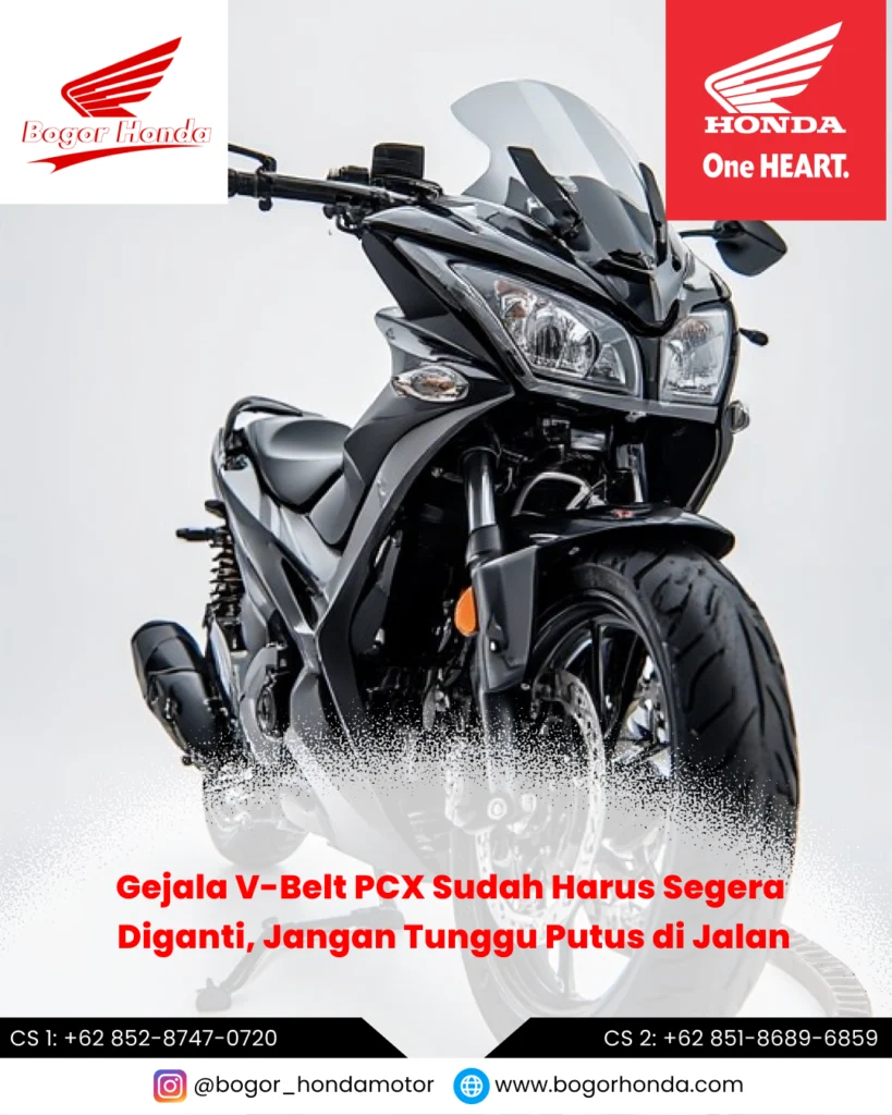 V-Belt Honda PCX yang sudah aus dan diperiksa oleh teknisi bengkel resmi Honda – bogorhonda.com