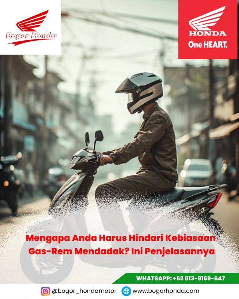 Ilustrasi kampas rem motor Honda yang aus akibat sering melakukan pengereman mendadak di jalan raya.